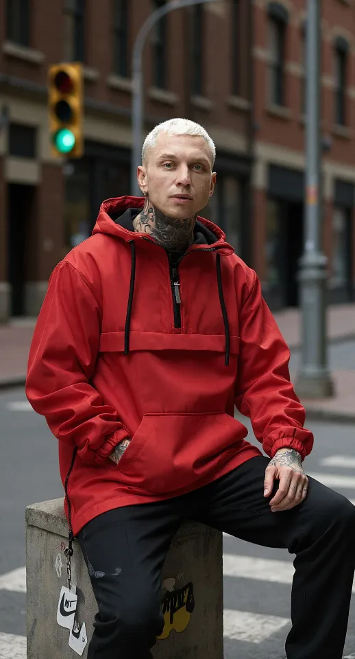 Анорак на флисе мужской красный брендовая одежда