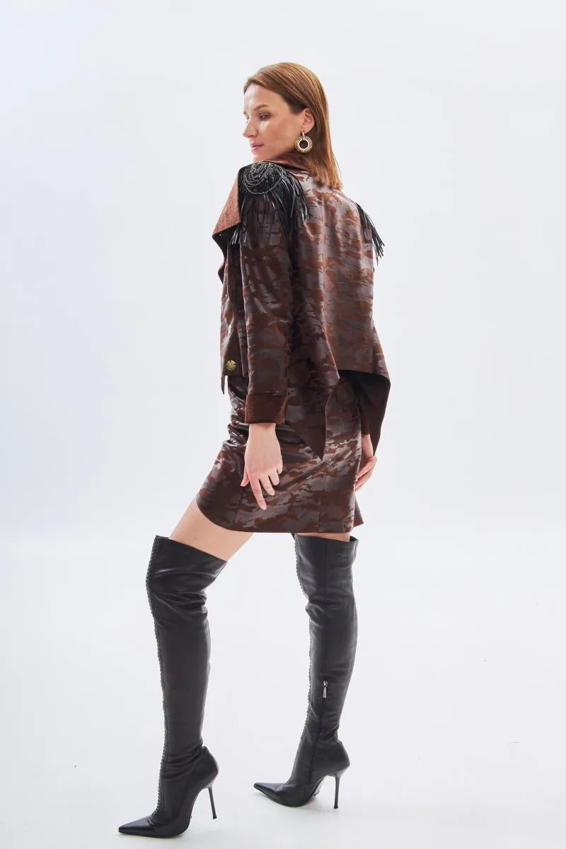 Кожаная куртка-косуха коричневая авторская одежда