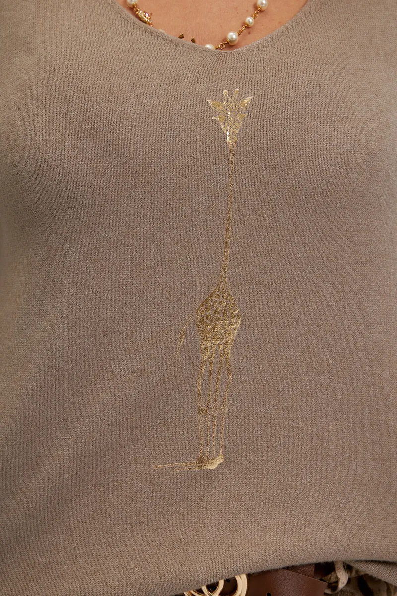 Джемпер Дикий принт Жираф серебристый авторская одежда