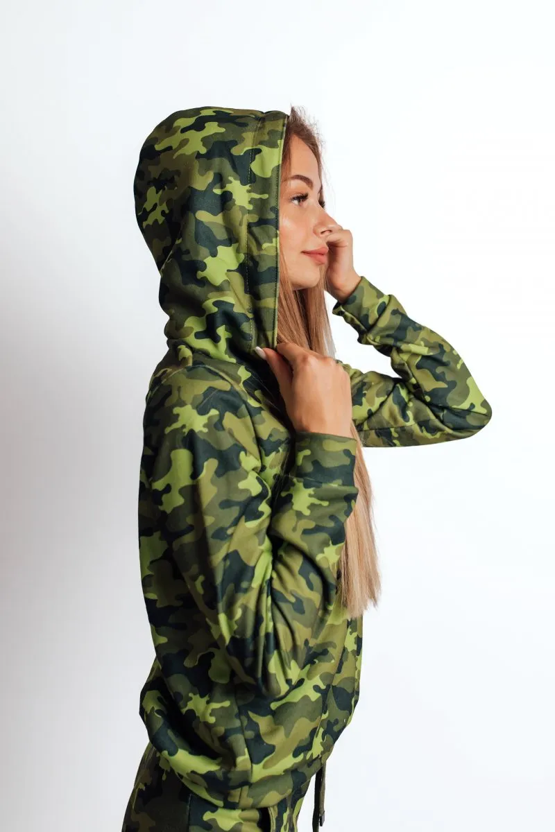 Женская толстовка салатовый камуфляж авторская одежда