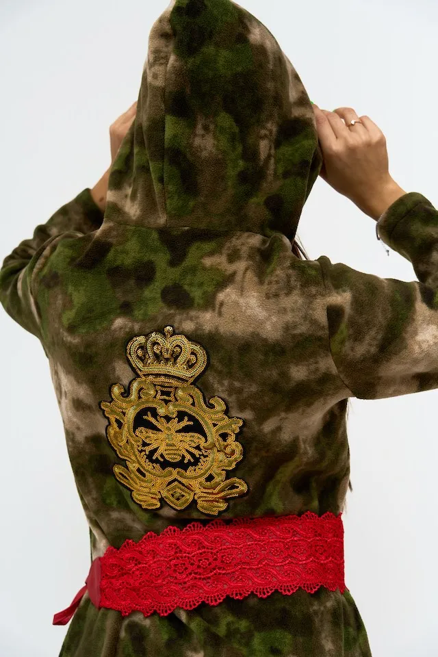 Худи удлиненное флис мох Корона авторская одежда