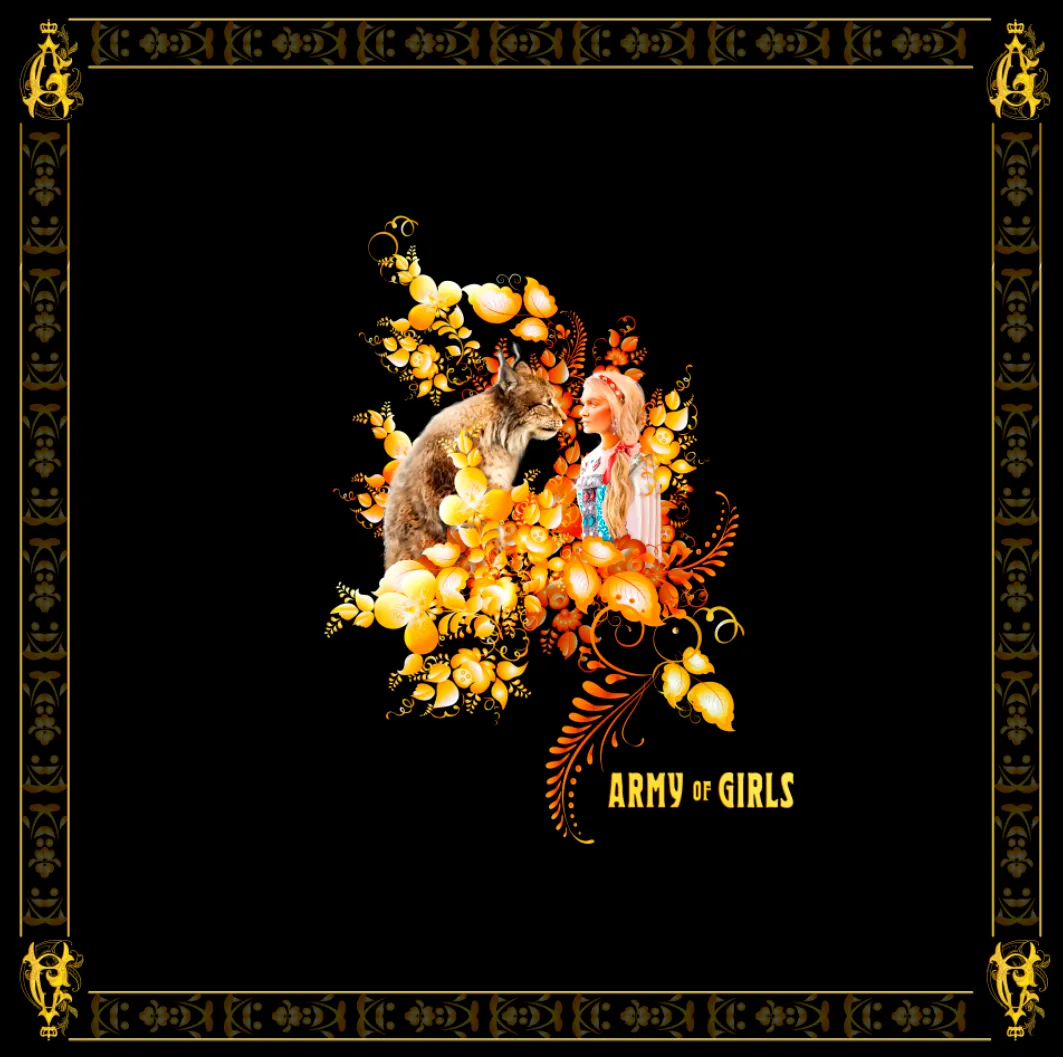 Женский платок Русские узоры черный 2 брендовая одежда