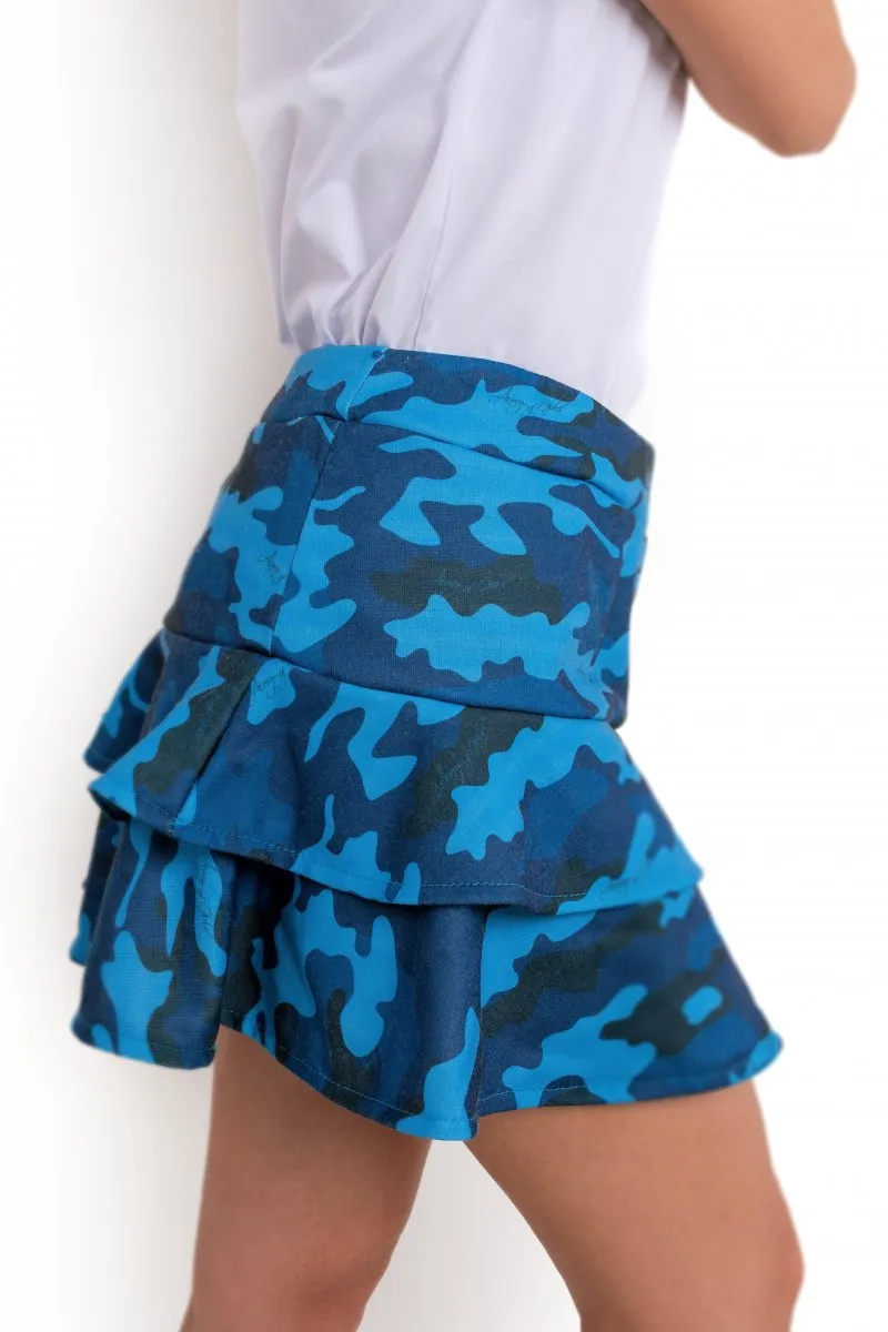 Юбка синий камуфляж Волан авторская одежда