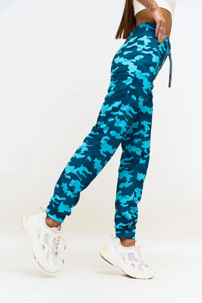 Джоггеры бирюзовый камуфляж авторская одежда