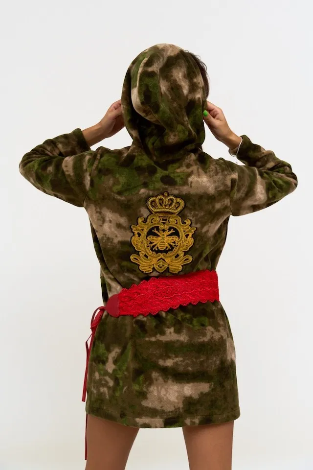 Худи удлиненное флис мох Корона авторская одежда