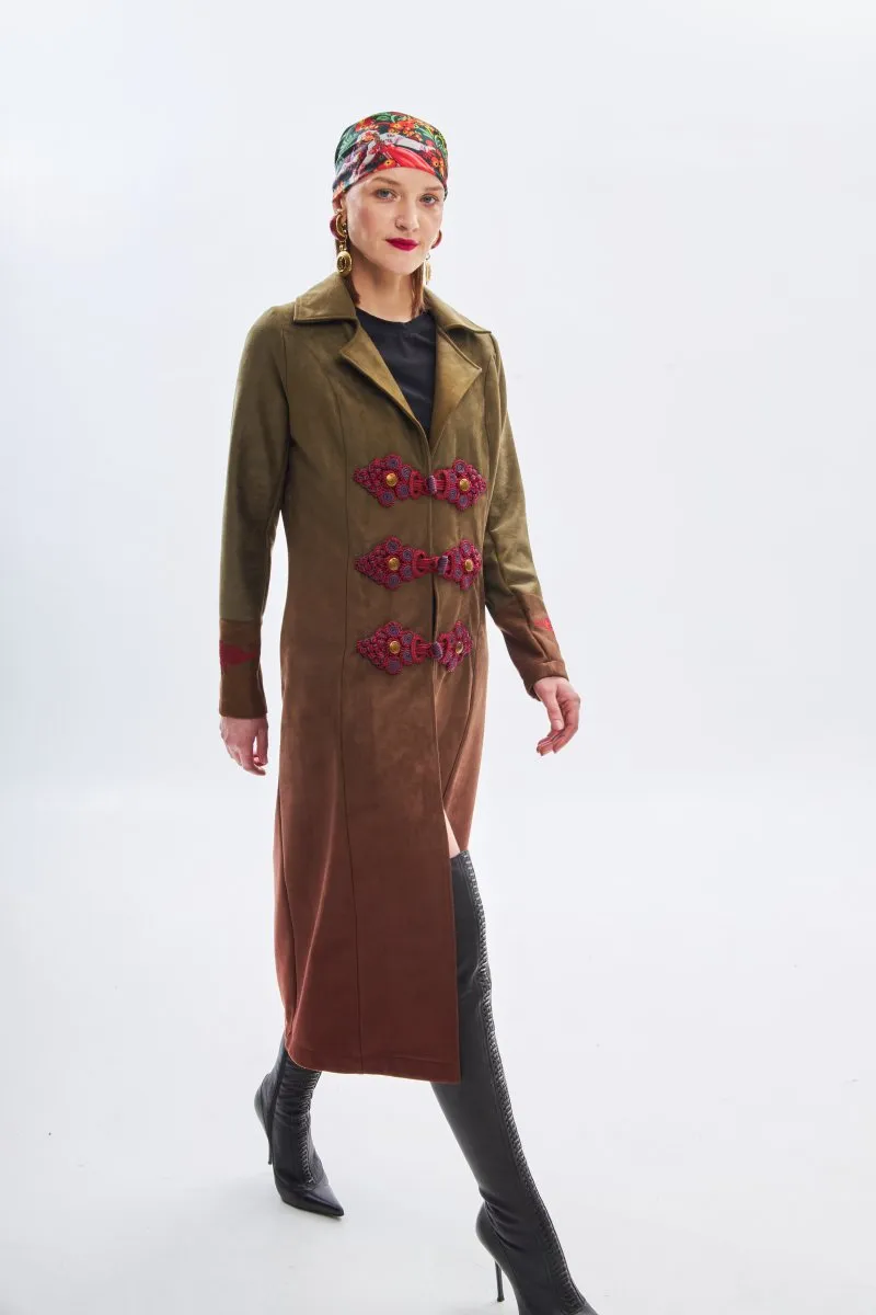 Женский платок Русские узоры зеленый 3 авторская одежда