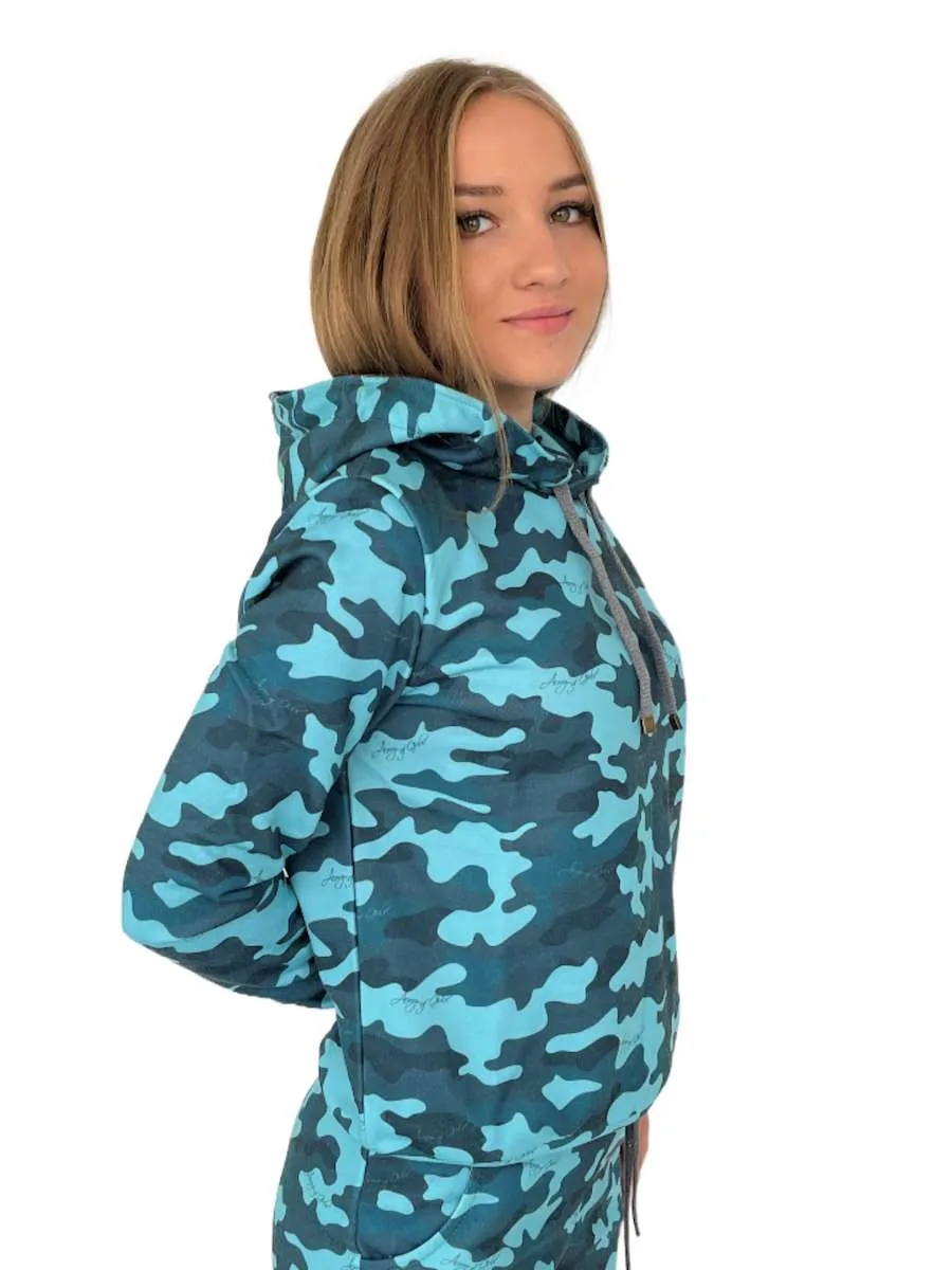Худи бирюзовый камуфляж авторская одежда