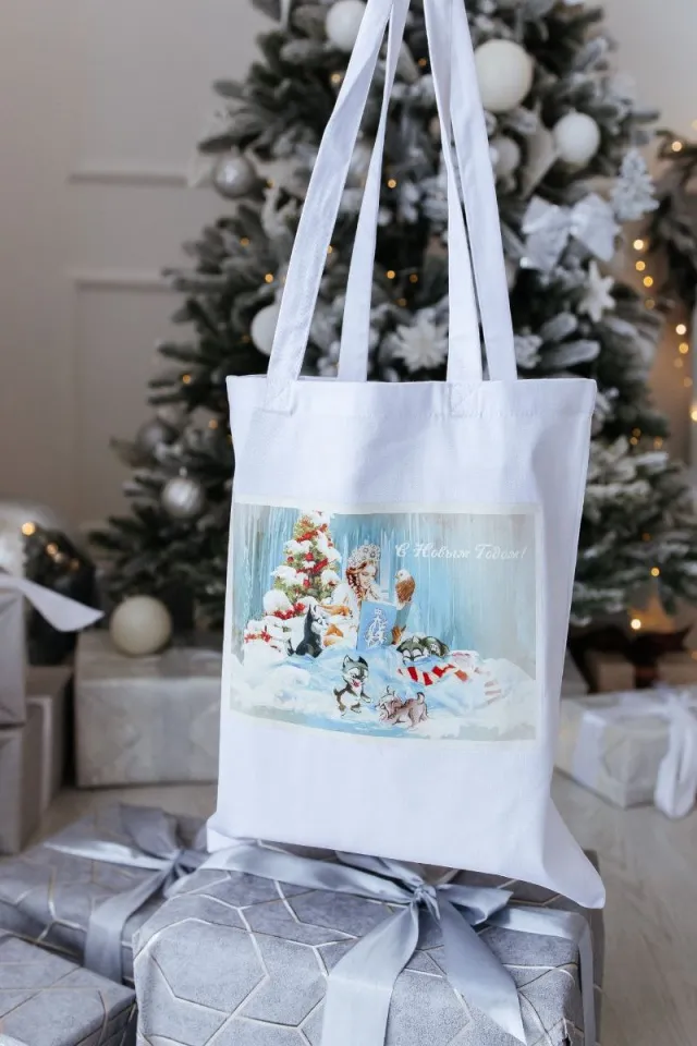 Шопер новогодний белый брендовая одежда