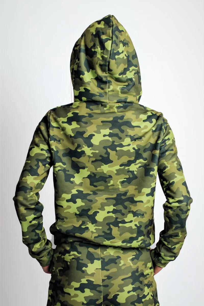 Женская толстовка салатовый камуфляж авторская одежда