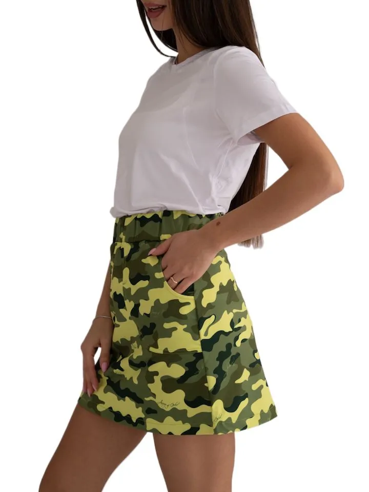 Юбка салатовый камуфляж Трапеция авторская одежда