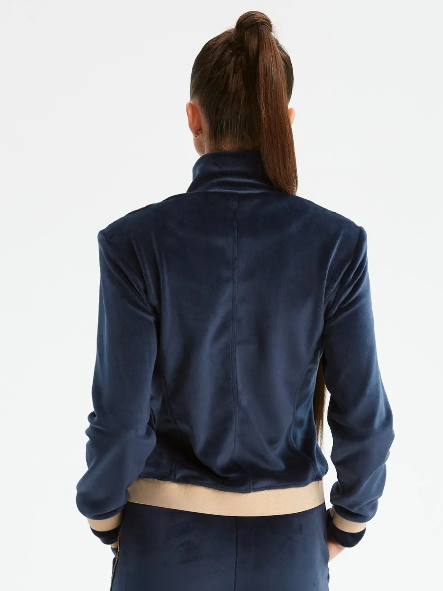 Велюровый костюм Милитари Гламур синий авторская одежда