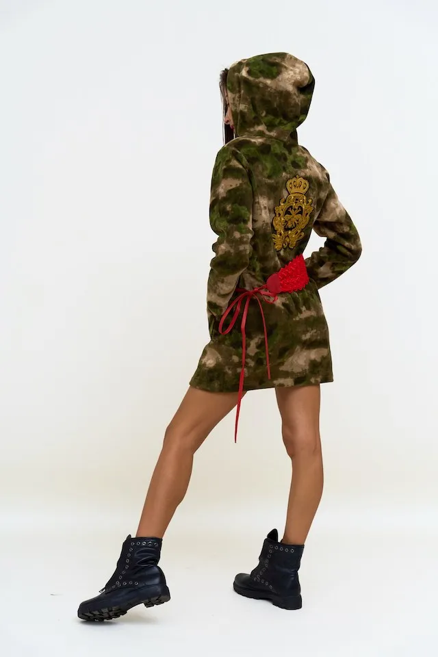 Худи удлиненное флис мох Корона от бренда Army of Girls Худи удлиненное флис мох Корона авторская одежда