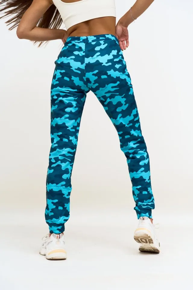 Джоггеры бирюзовый камуфляж от бренда Army of Girls Джоггеры бирюзовый камуфляж авторская одежда