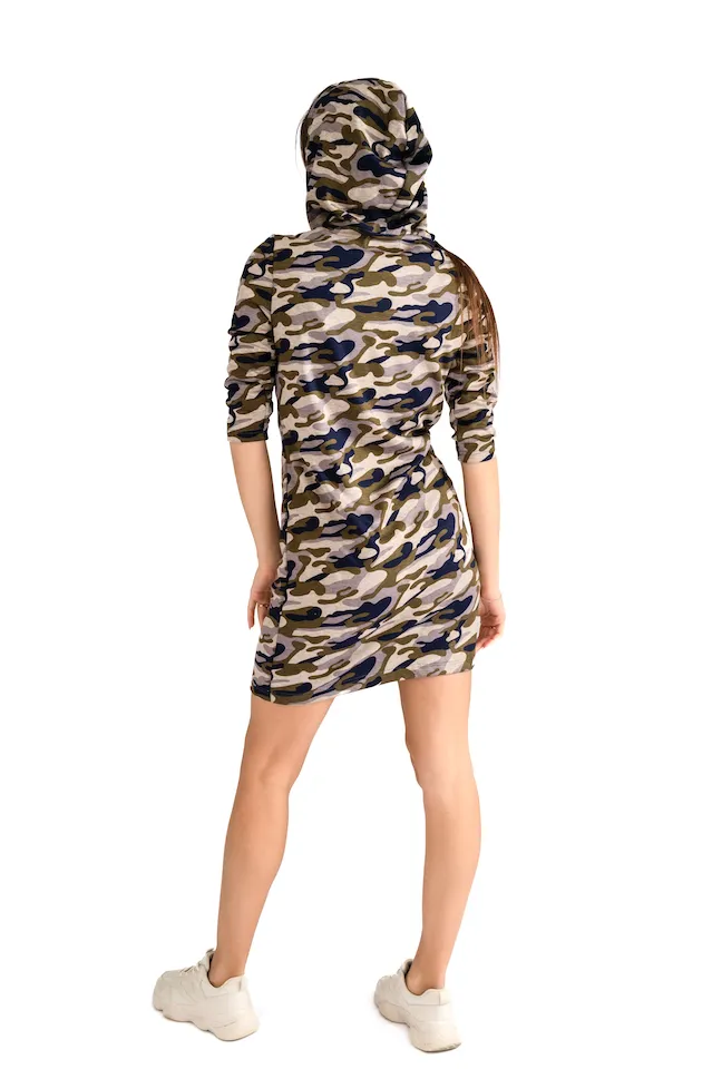 Платье милитари Slim синий камуфляж авторская одежда