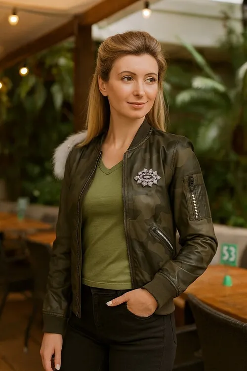 Бомбер Милитари Жемчуг брендовая одежда