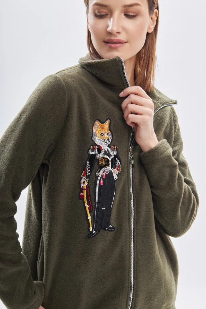 Женская толстовка Брутальная лиса хаки авторская одежда